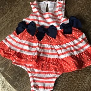 First Impressions dress onesie w bows, size 3-6